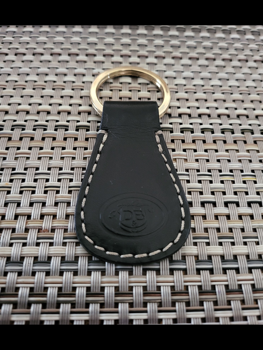 Dooney & Bourke Black Leather Key Holder with Contrast Stitching